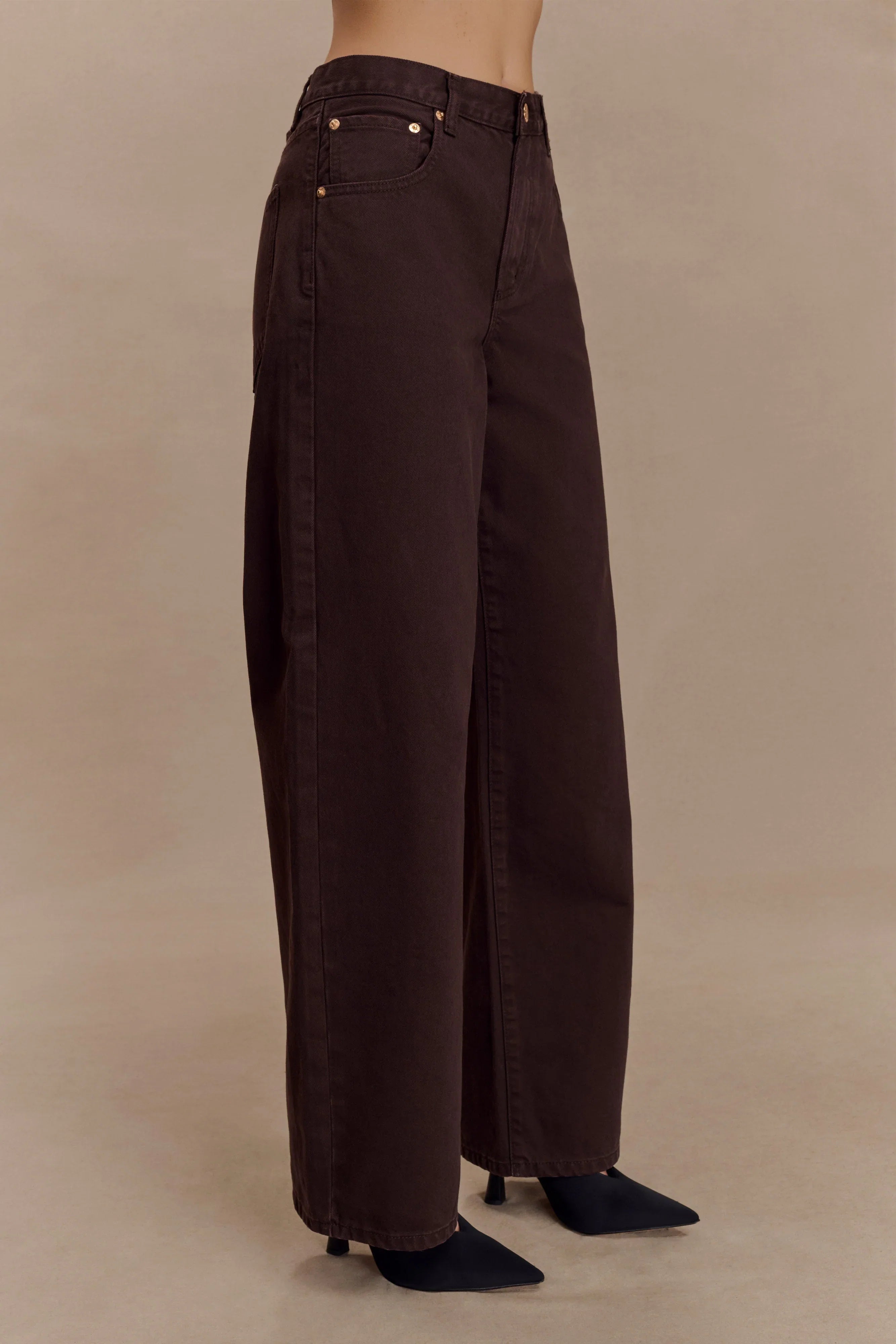 Mannon Mid Rise Denim Jeans Chocolate