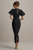 Dakota Black Puff Sleeve Midi Dress