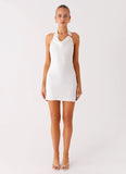 Love Line Halter Mini Dress White