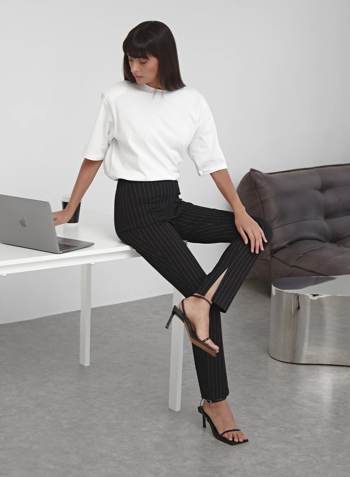 Black Pinstripe Slim Leg Trouser
