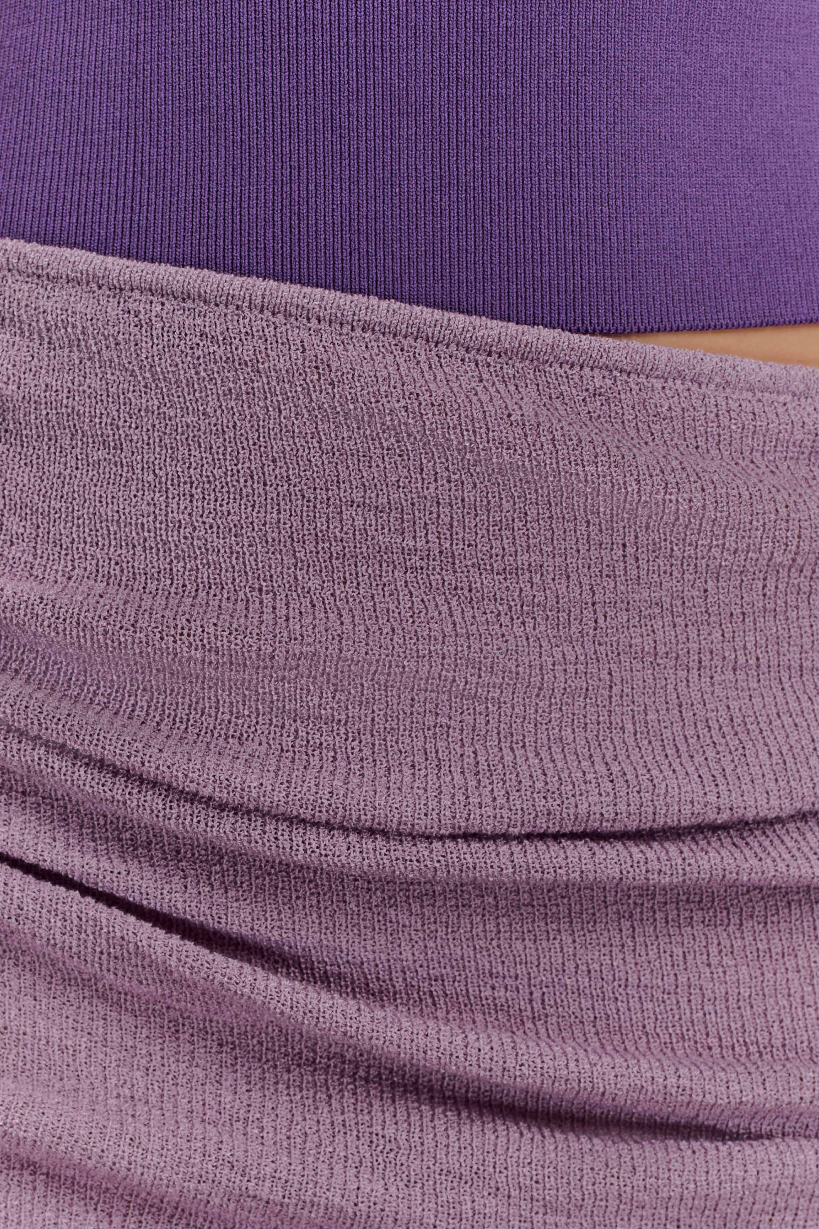 Cali Drape Skirt Knit Mini Dress Purple