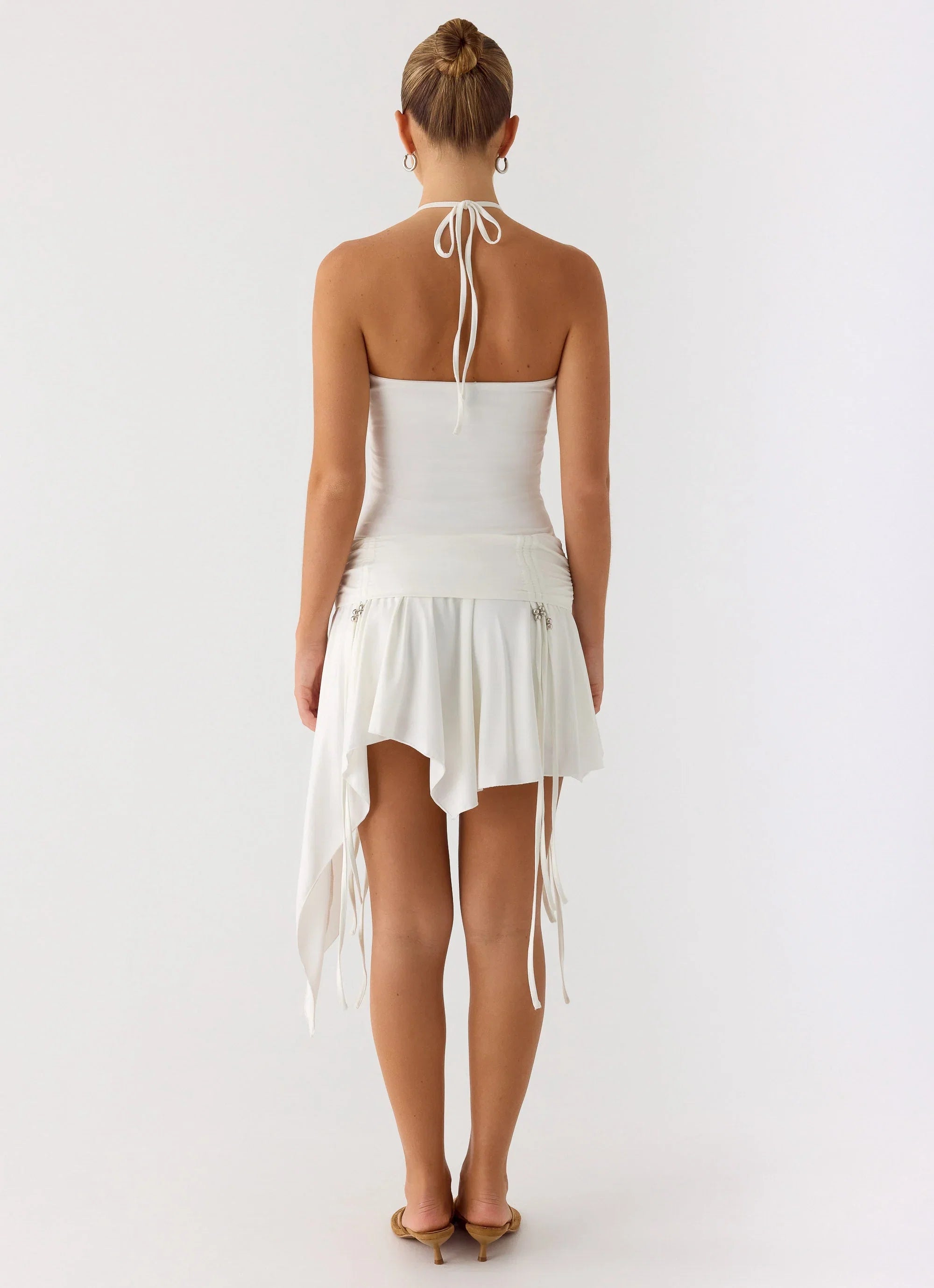 Khalida Jersey Halter Mini Dress White