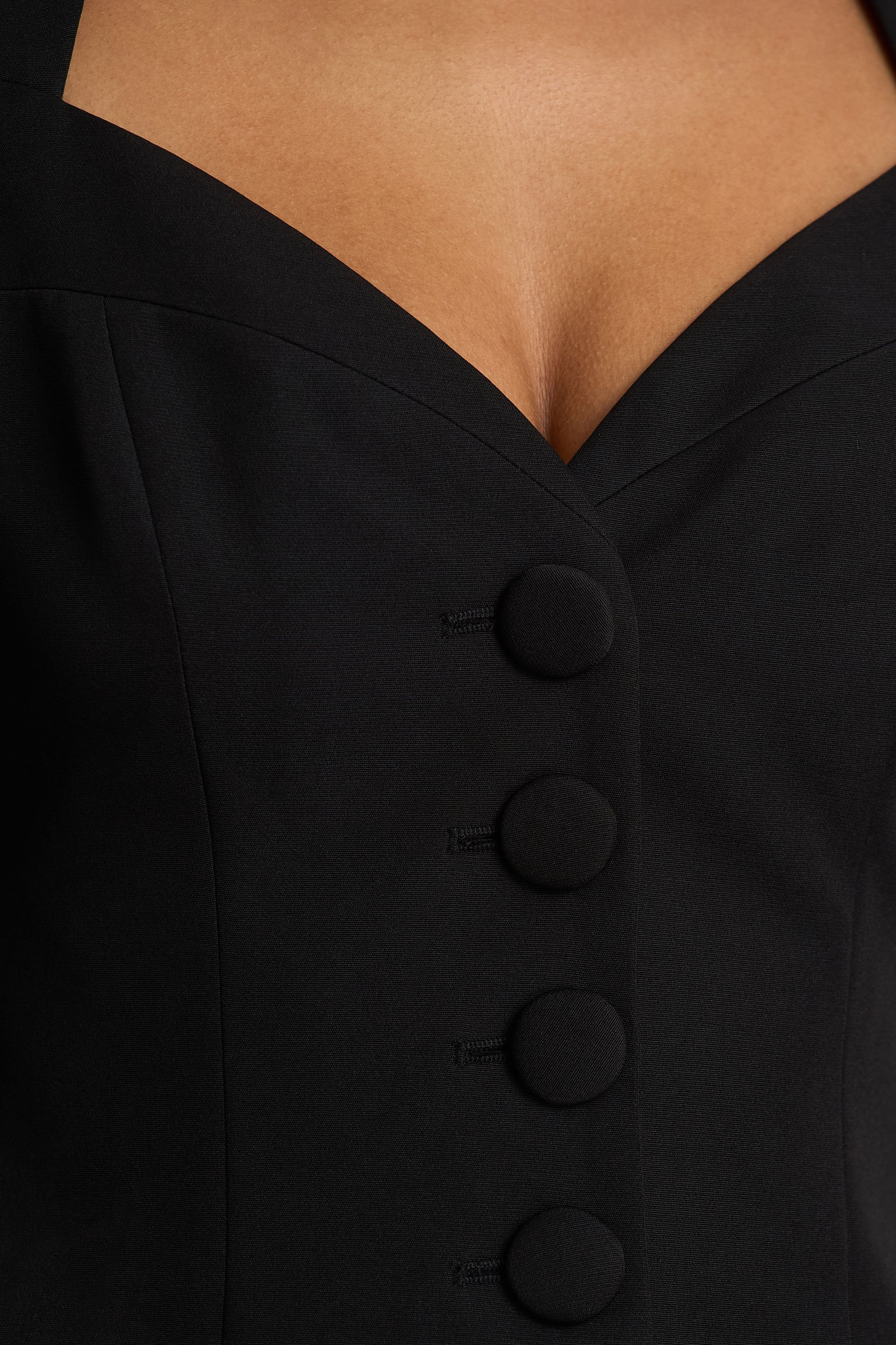 Olympia Black Sweetheart Neck Tailored Top