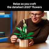 LEGO Botanicals Peace Lily Flower Building Set for Adults Gifts for Birthdays DIY Bedroom Book Shelf Office Decor for Women Men Ages 18 Artificial Flowers Crafting Kit 11504