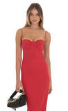 Ruched Open Back Maxi Dress in Red