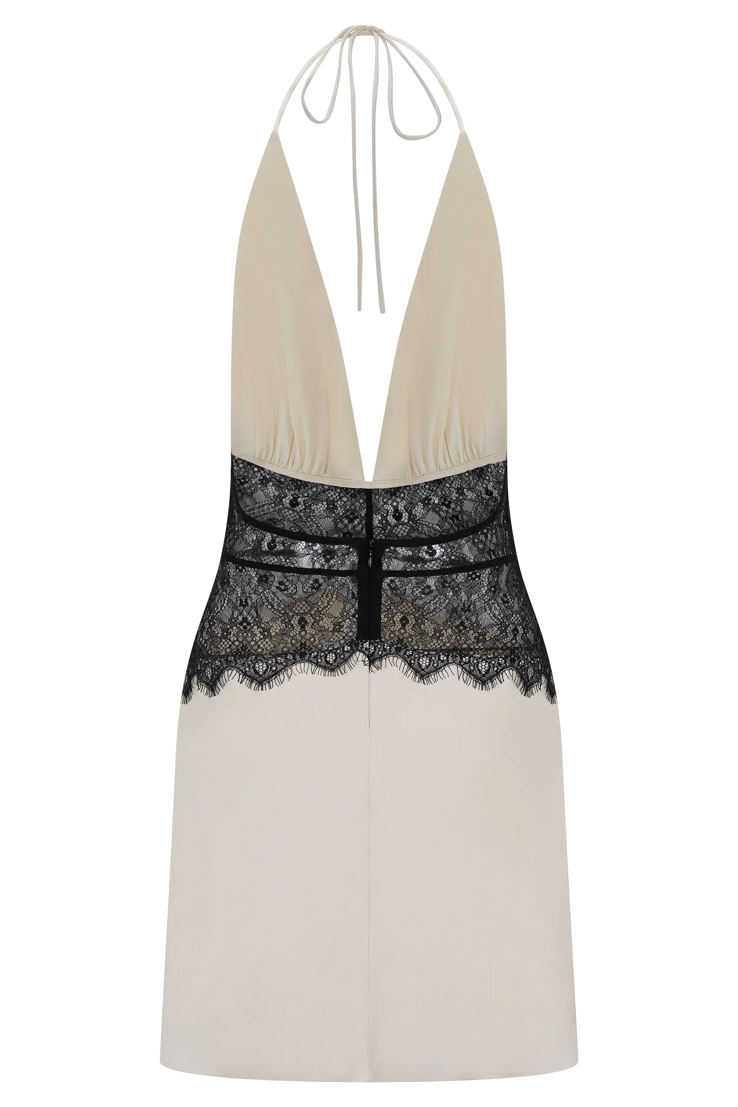 Dinah Lace And Satin Mini Dress Black Ivory