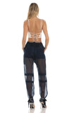Rhinestone Pants in Navy