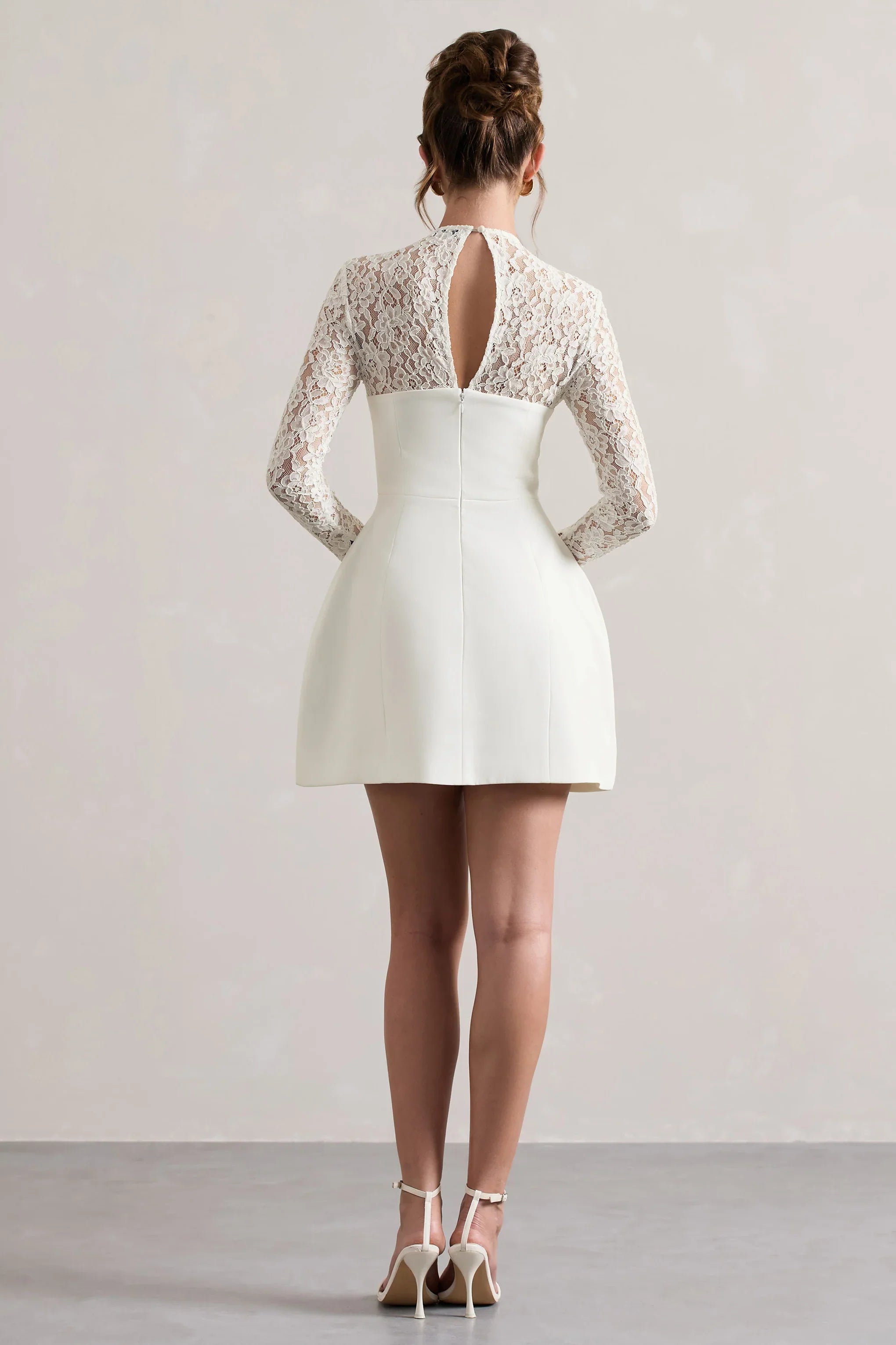 Birdie White Lace Long Sleeve Mini Dress