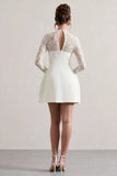 Birdie White Lace Long Sleeve Mini Dress