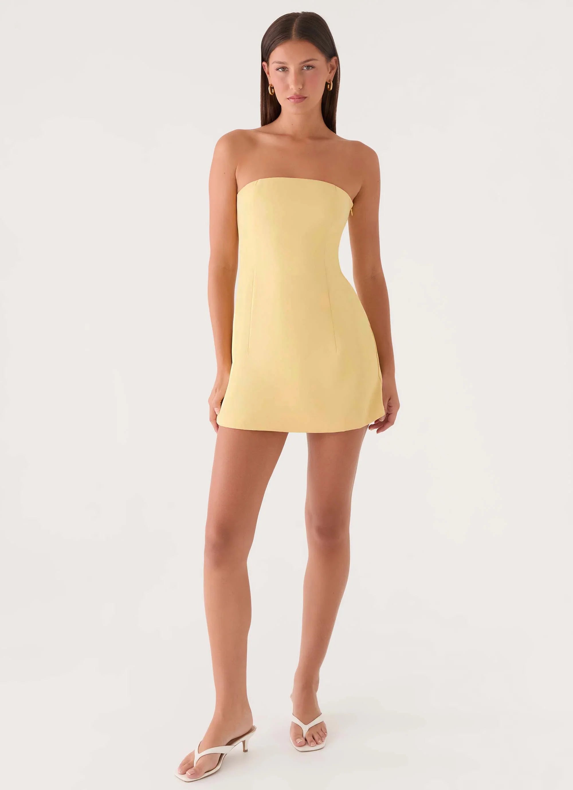 Della Strapless Mini Dress Yellow