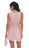 Crinkle Shimmer A line Dress in Pink
