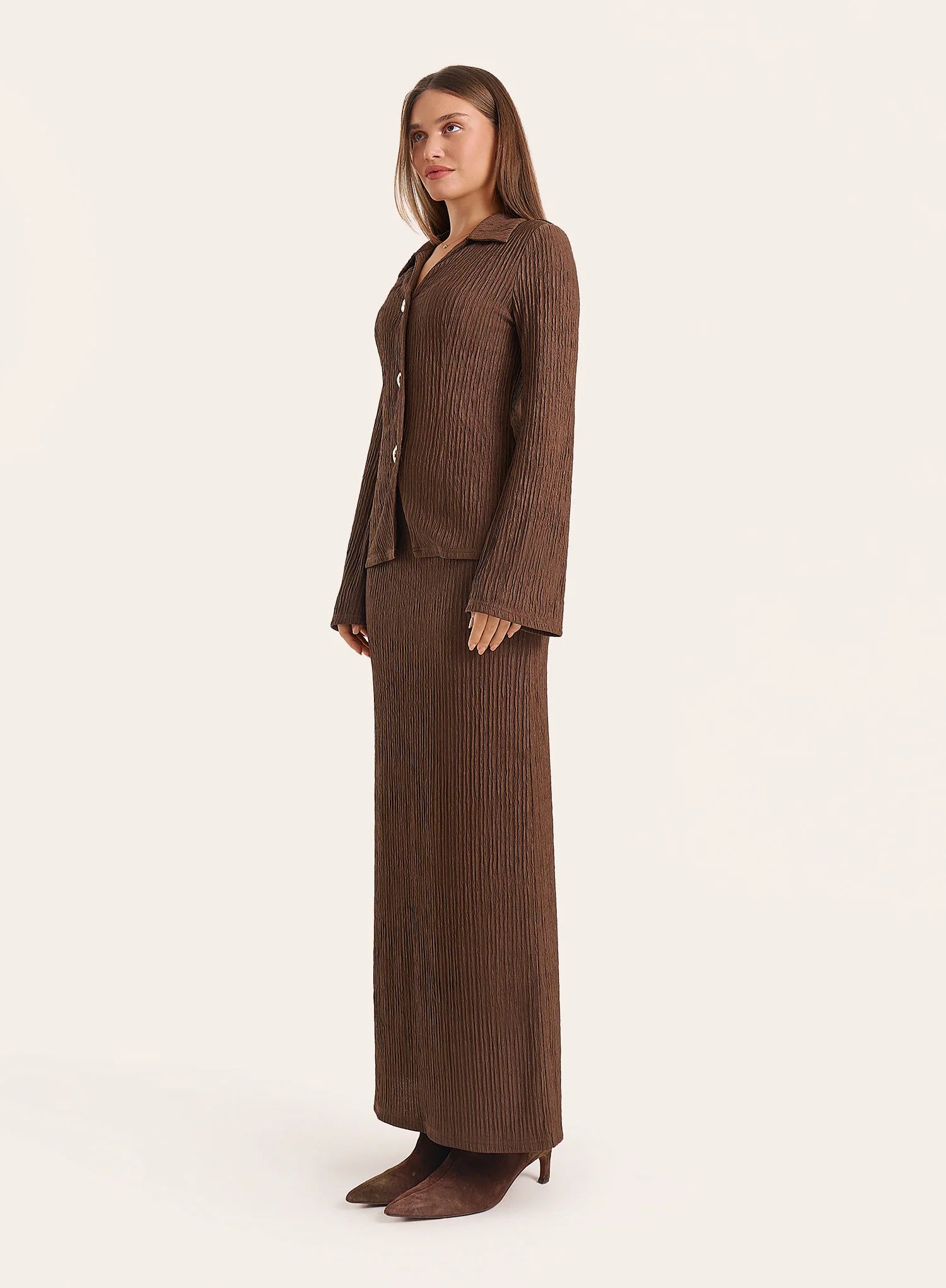 Chocolate Crinkle Jersey Long Sleeved Top