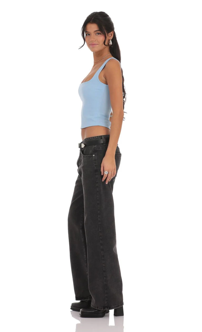 Straight Leg Jeans in Black Denim