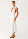 Grettana Halter Neck Midi Dress White Polka Dot