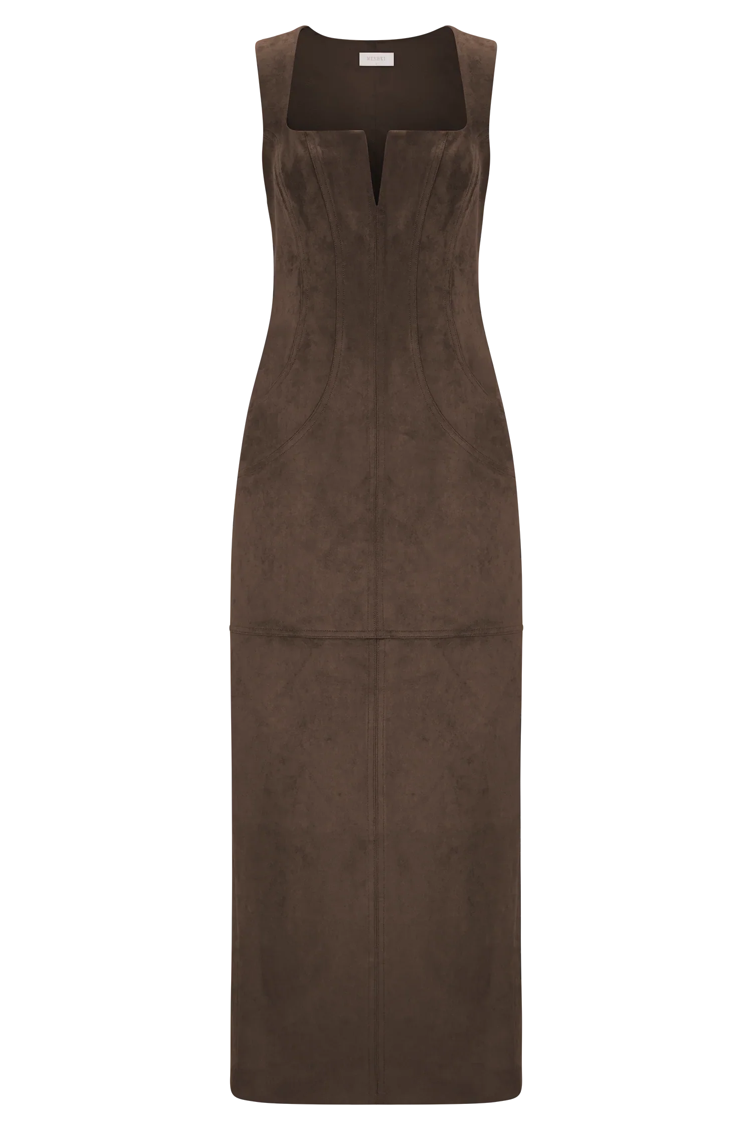 Liam Faux Suede Maxi Dress Dark Chocolate