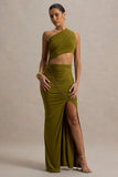 Sena Green Asymmetric Maxi Dress With Cut Out Details