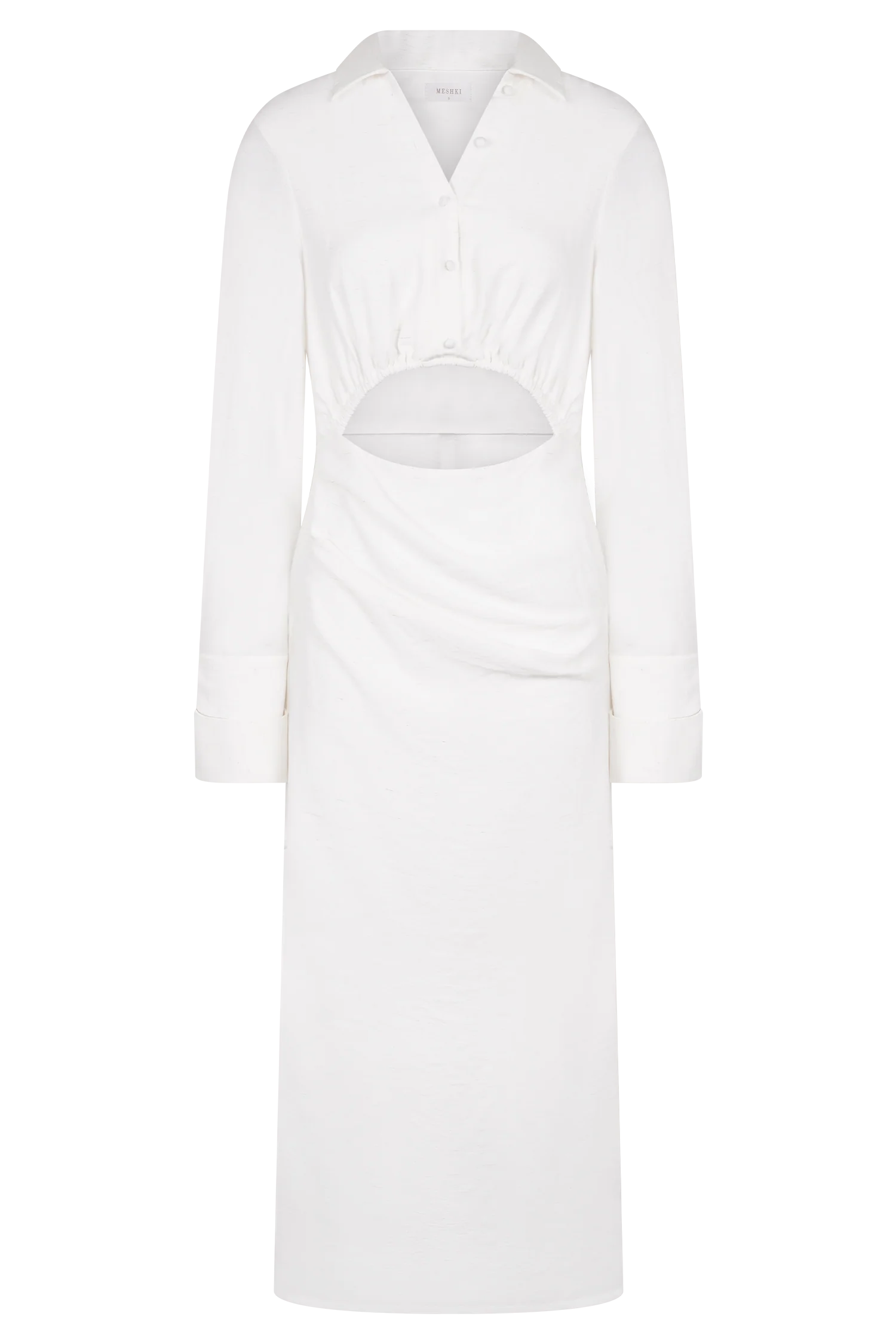 Cecilie Cut Out Shirt Midi Dress White