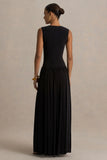Rosalita Black Crew Neck Maxi Dress With Drop Waist