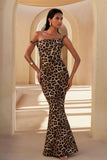Lita Leopard Print Twisted Asymmetric Maxi Dress