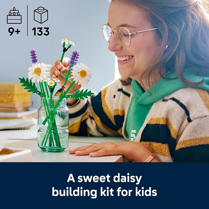 LEGO Botanicals Daisies Building Toy Artificial Flowers Crafting Kit for Girls Boys Ages 9 Kids Room Decor for Book Shelf or Desk Gift Idea for Birthdays 11508