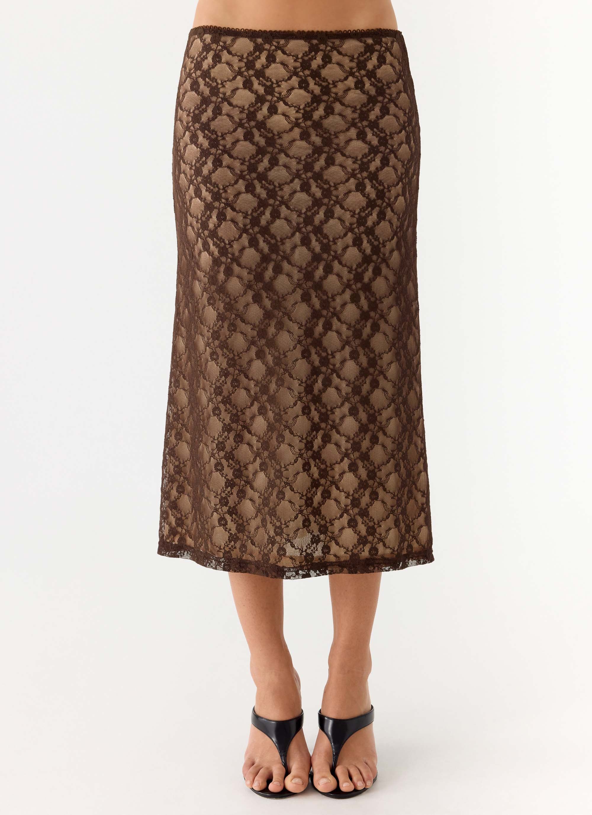 Malachie Lace Midi Skirt Chocolate