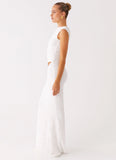Galantis One Shoulder Maxi Dress White