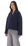 Double Breasted Short Trench in Navy