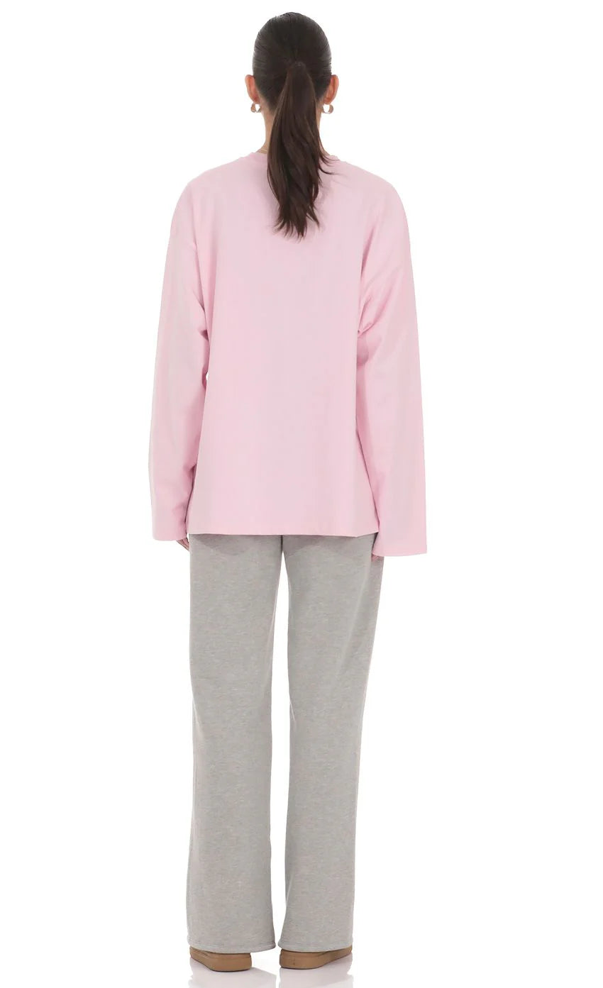 Lucy Graphic Crewneck Shirt in Pink