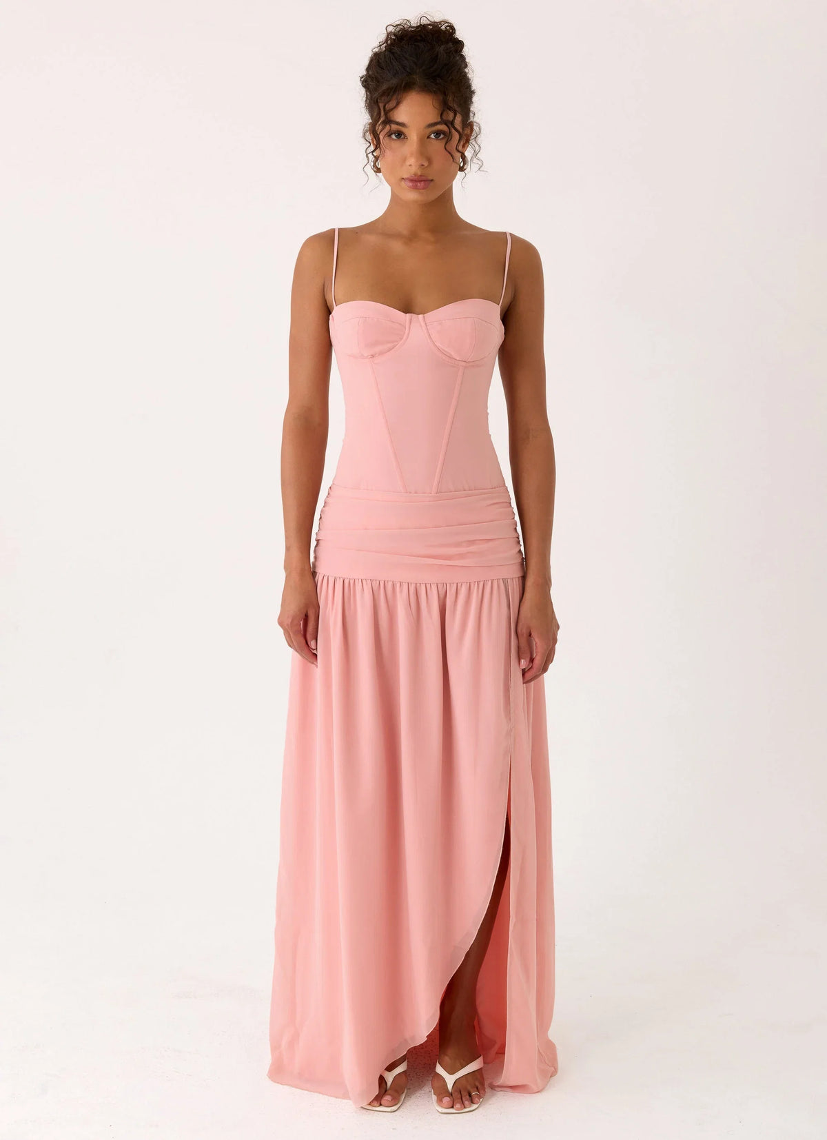 Clemence Bustier Maxi Dress Coral