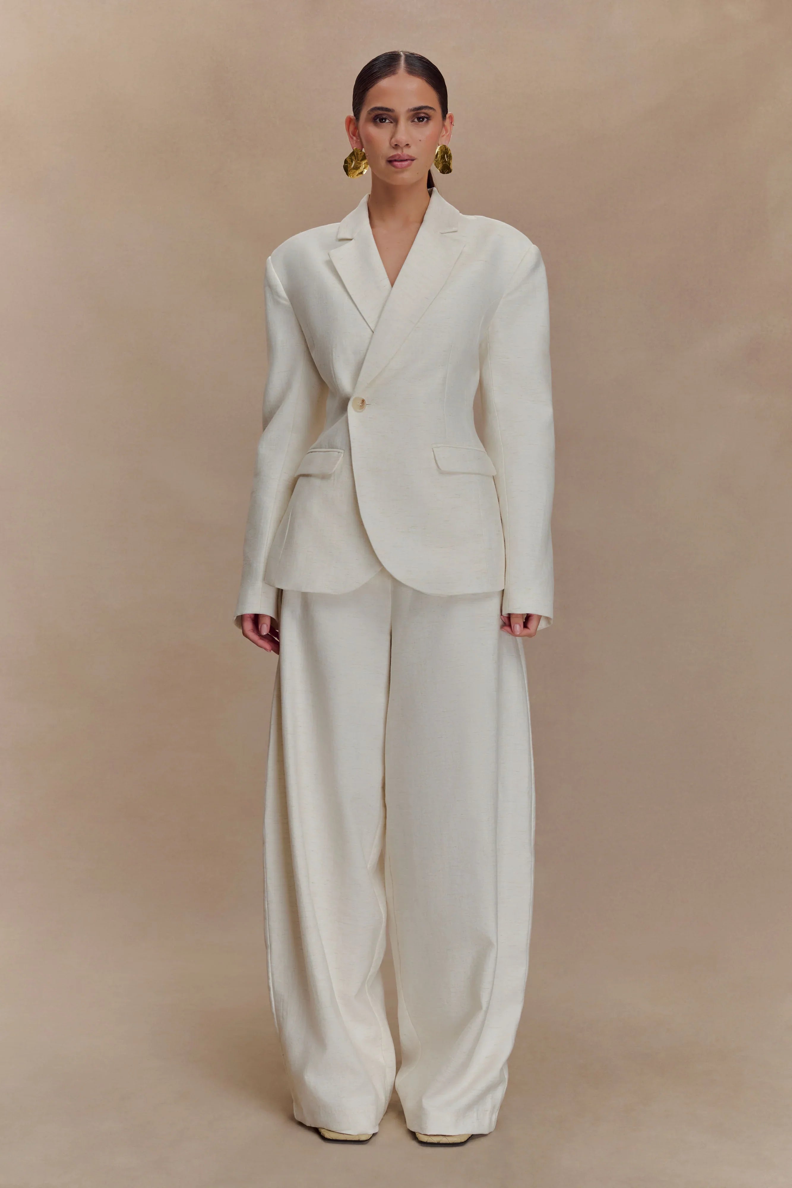 Jameson Cinched Linen Blazer Oat Marle