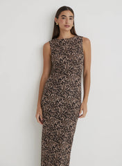 Leopard Print Mesh Maxi Dress Derry