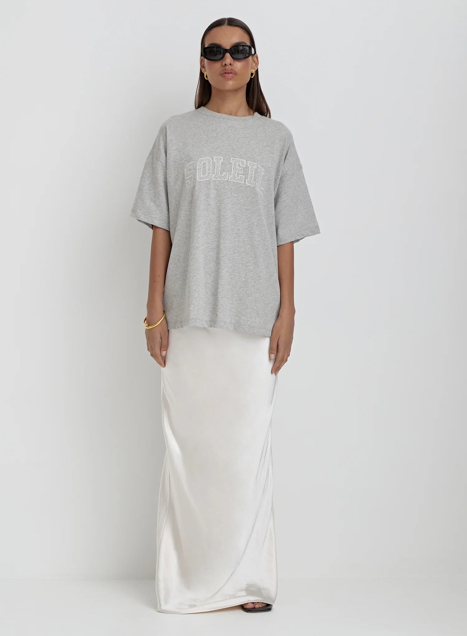 Grey Soleil Embroidered T Shirt