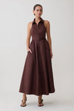 Cindy Collared Midi Dress Chocolate