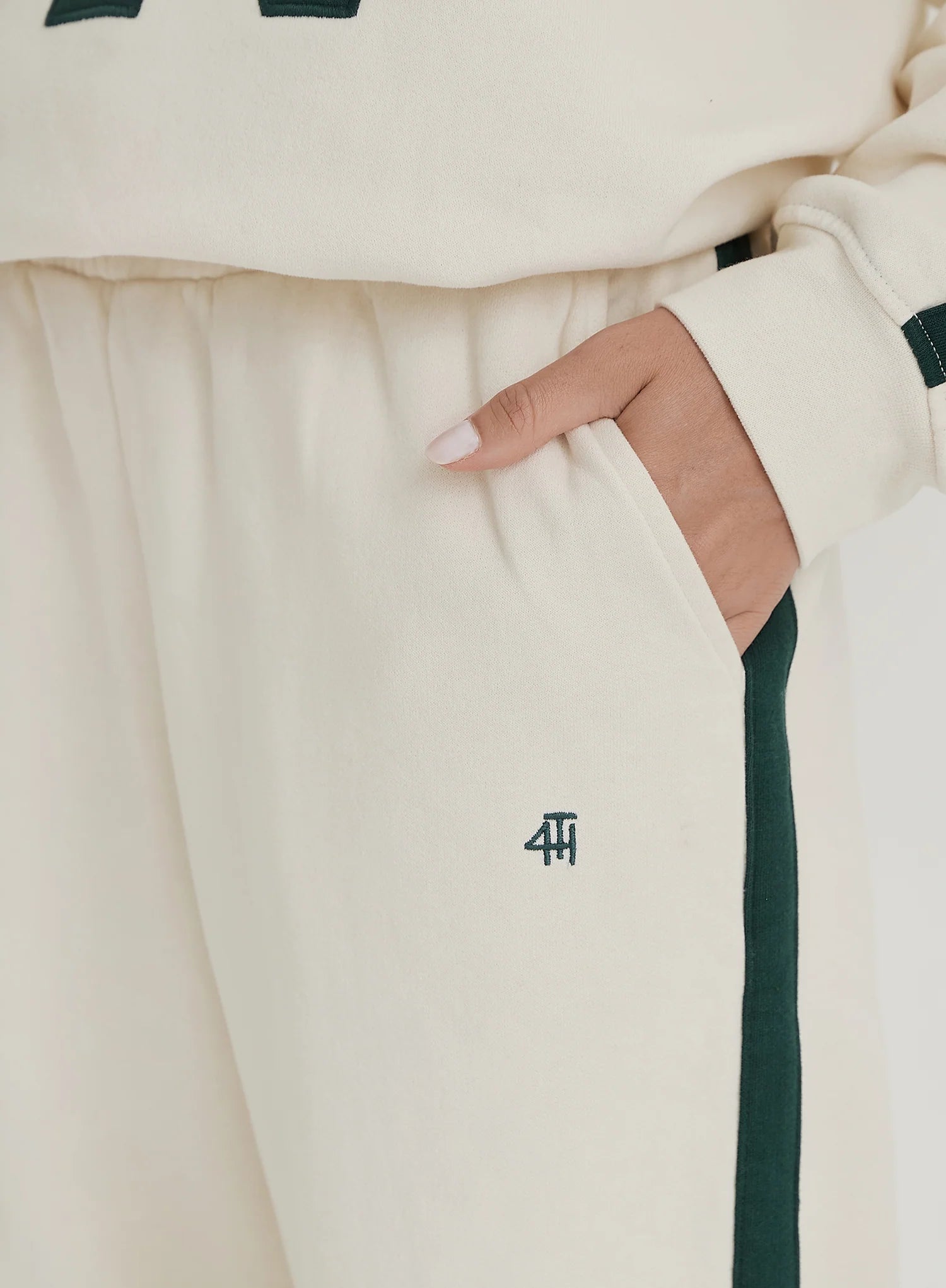 Cream 4th Branded Contrast Trim Jogger Sloane