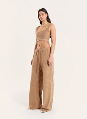 Beige Towelling Branded Bralet Top
