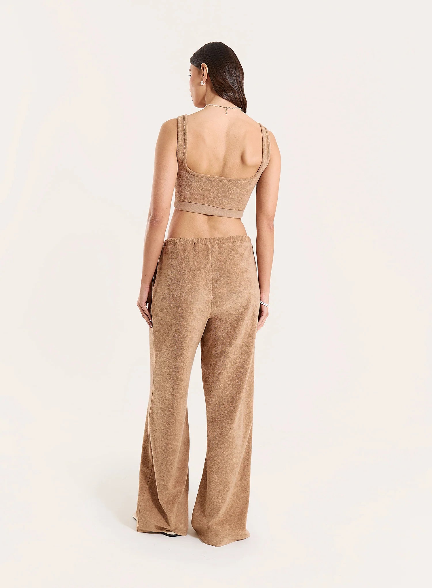 Beige Towelling Branded Bralet Top