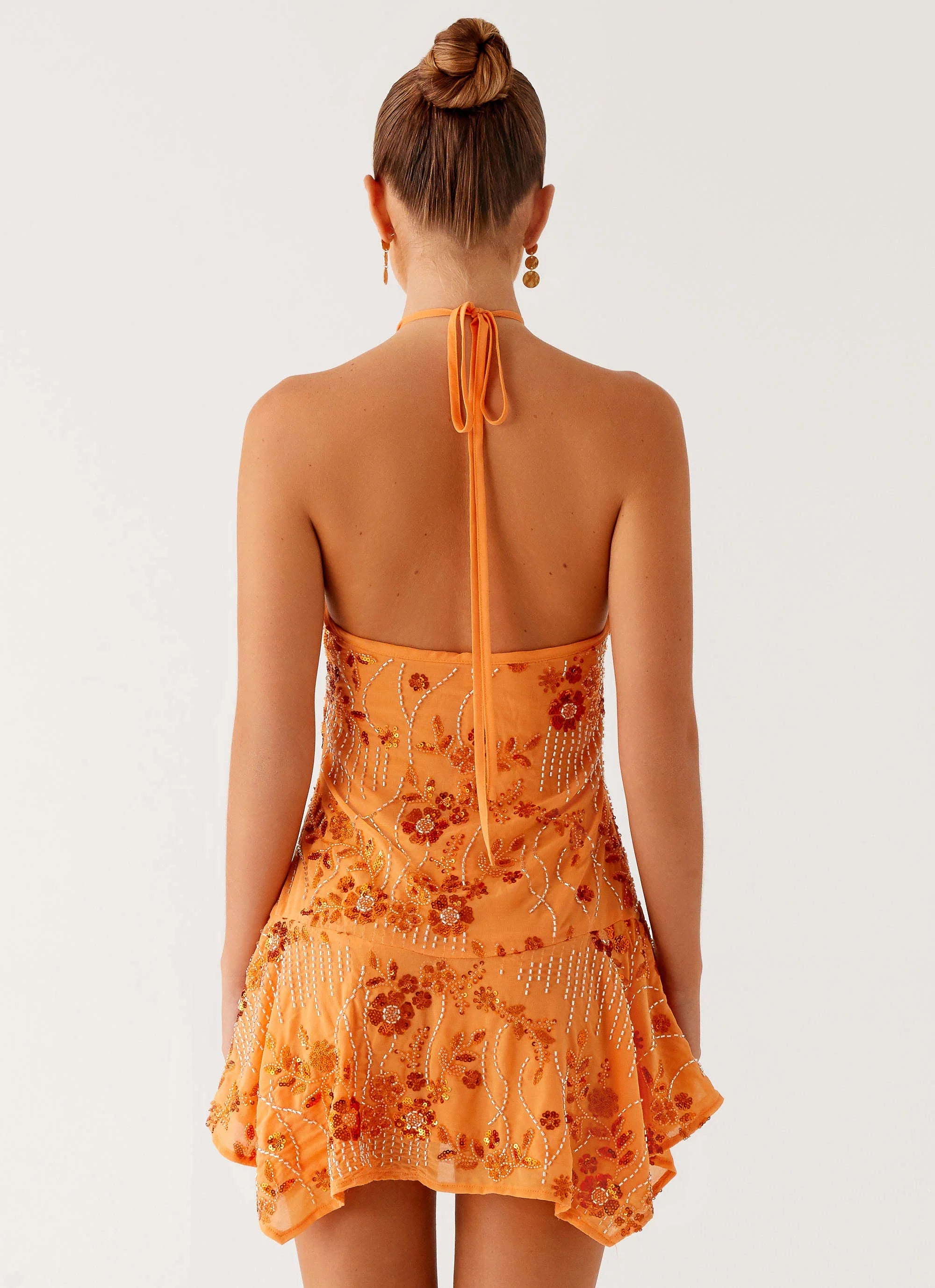 Ampolia Halter Mini Dress Orange