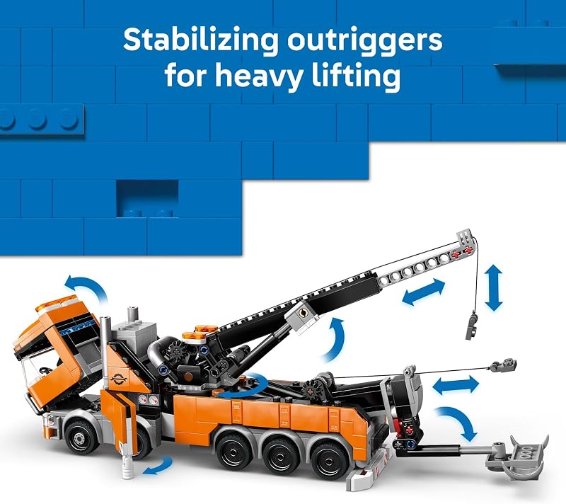 LEGO City Heavy Duty Recovery Tow Truck with Crane Building Toy Dump Tow Truck Toys for Boys Girls Ages 8 Pretend Play Set for Kids Gift Idea for Birthdays Holidays 60467