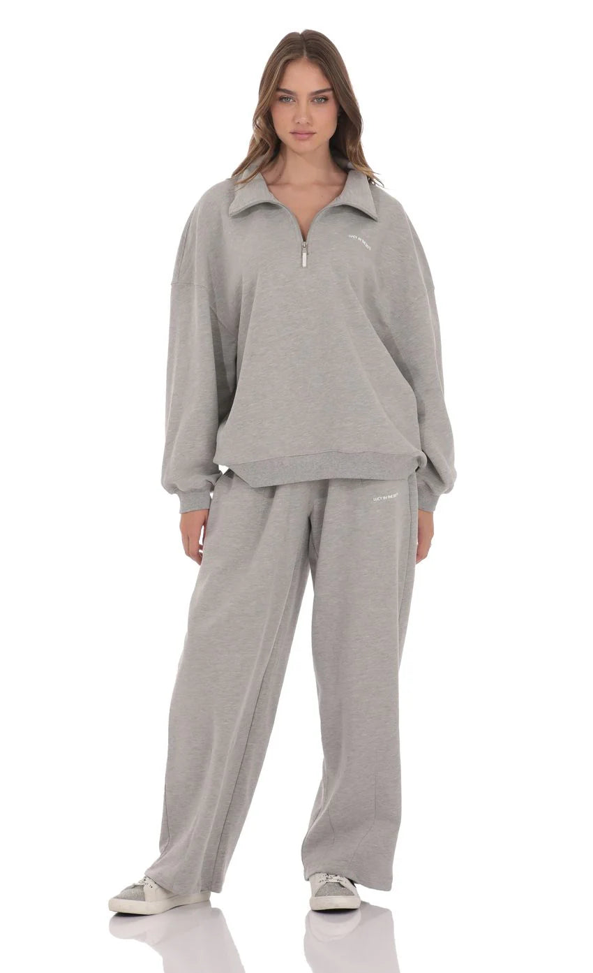 Quarter Zip Up Jumper in Grey