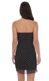 Polka Dot Embellished Mesh Strapless Dress in Black