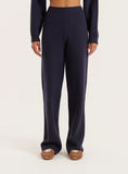Navy Knitted Straight Leg Trousers