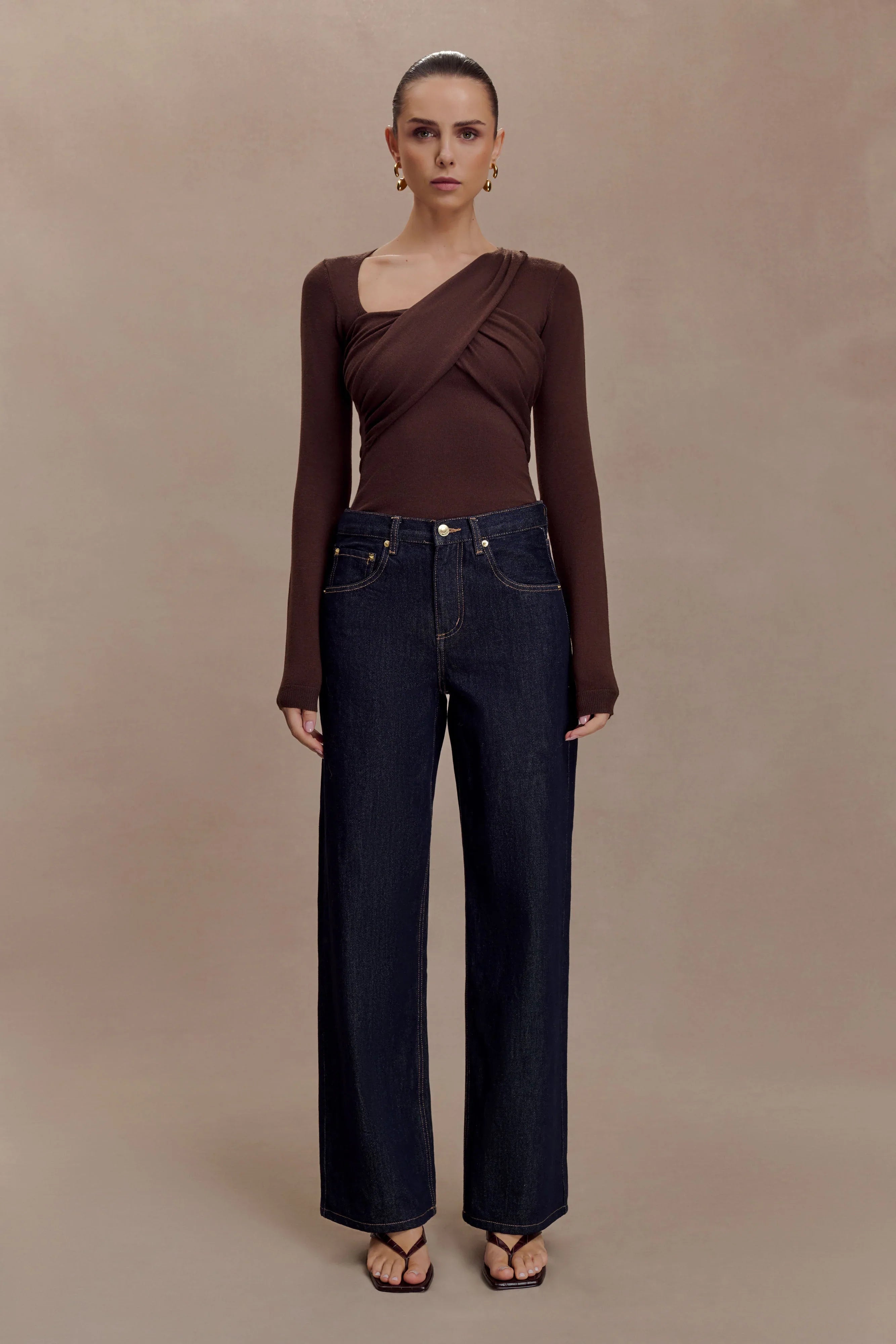Kaylen Knit Long Sleeve Top Dark Chocolate