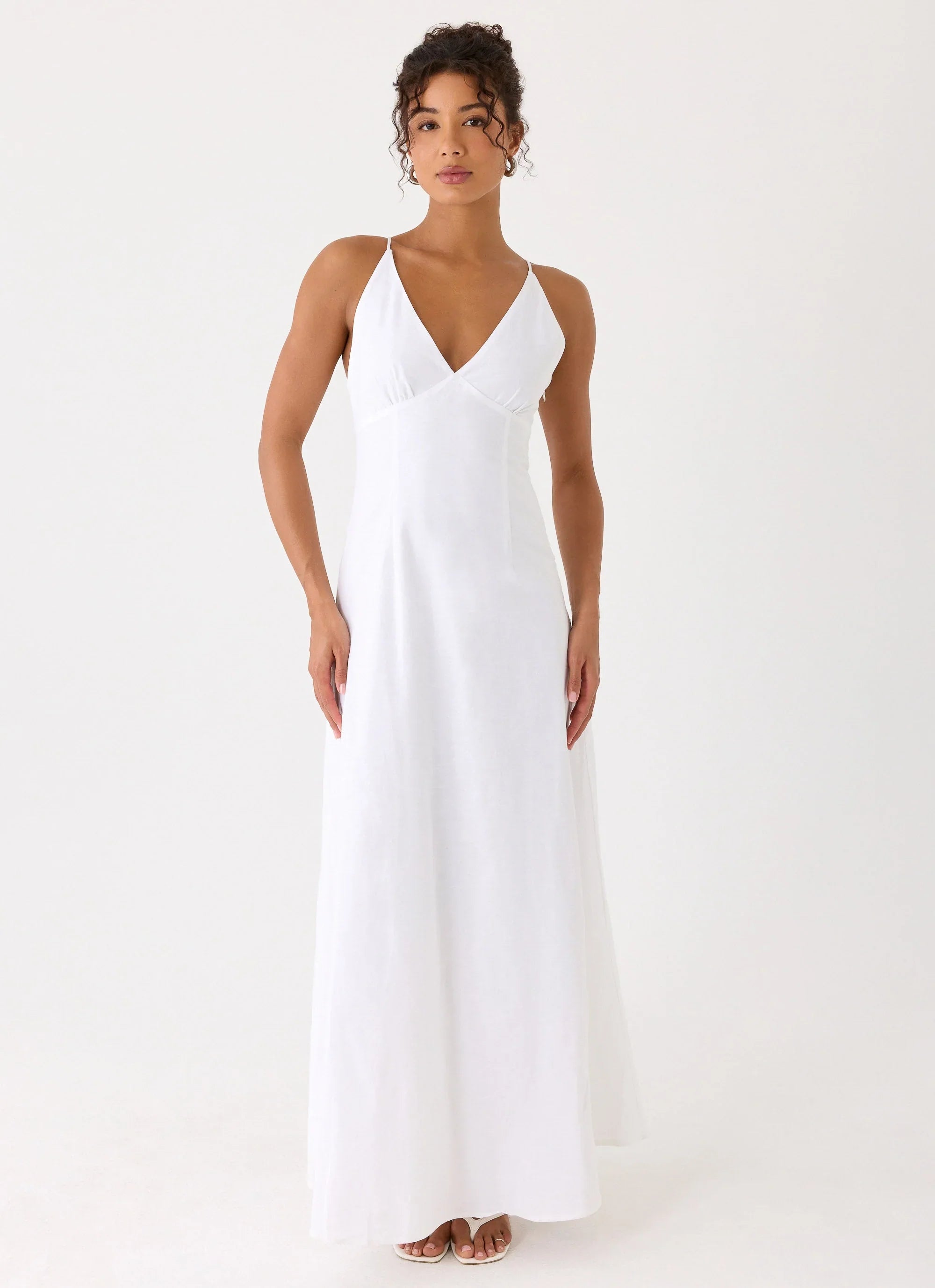 Calianna Linen Maxi Dress White