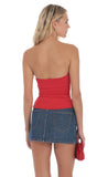 Ruched Tube Top in Red