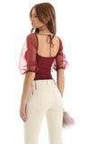 Puff Sleeve Bodysuit in Red