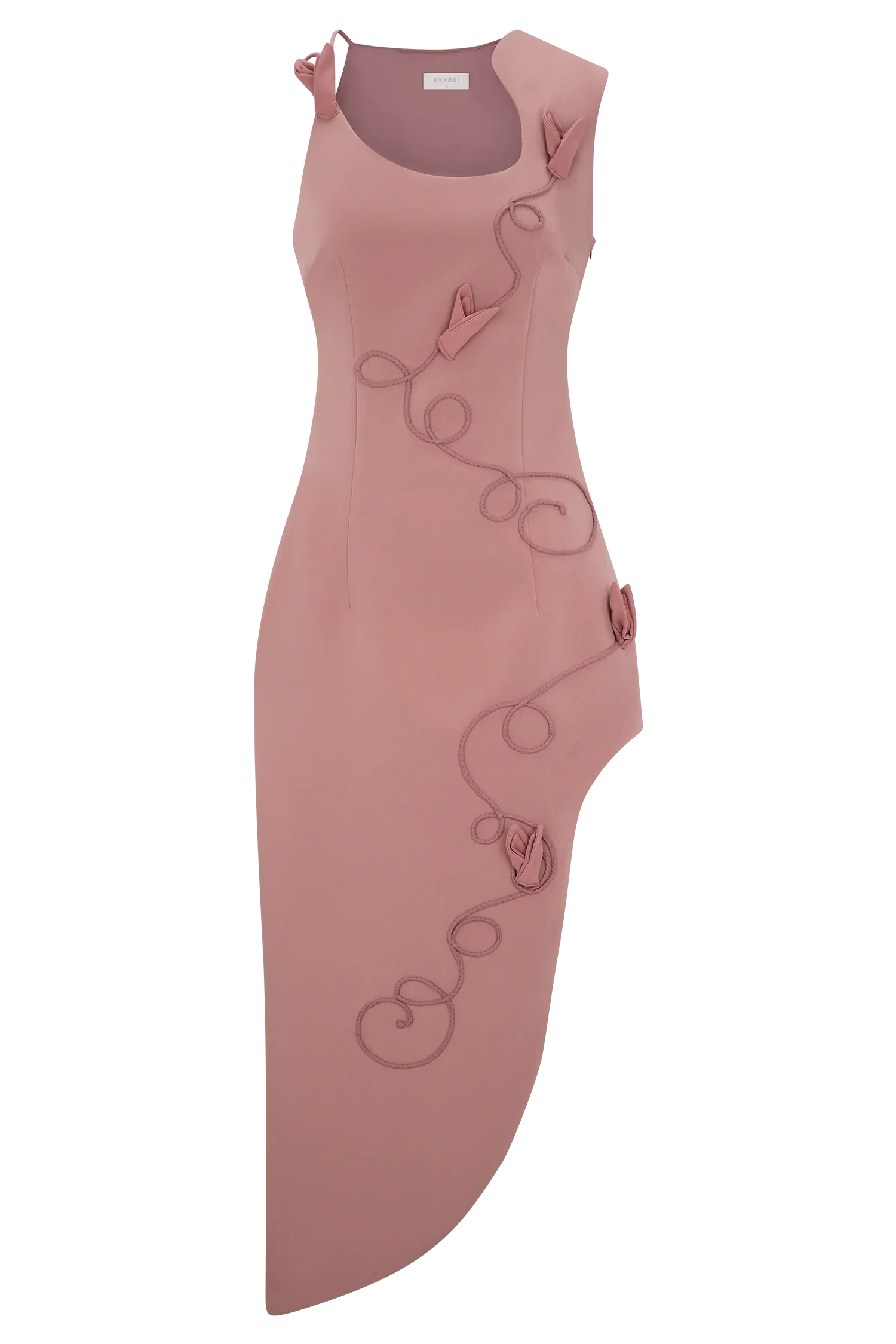 Virginia Suiting Embroidered Midi Dress Burnt Rose