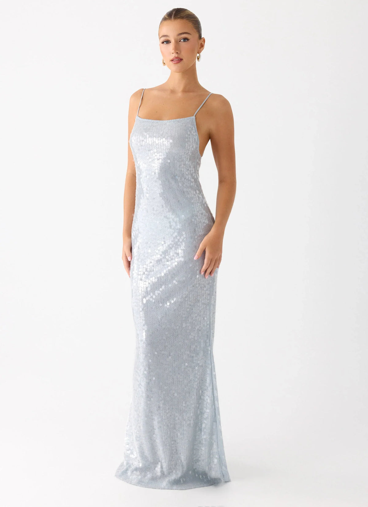 Solo Sequin Maxi Dress Misty Blue