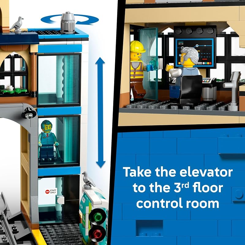 LEGO City Central Train Station Building Toy Multi Level Pretend Play Set for Boys Girls Ages 7 Building Blocks for Kids Gift Idea for Birthdays 60469
