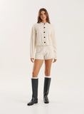 Cream Cable Knit High Waist Shorts