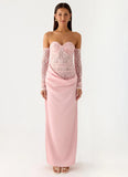 Kaina Off Shoulder Maxi Dress Pink